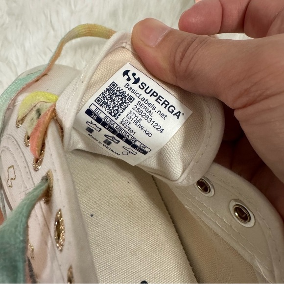 Superga White Platform Sneakers with Multicolor Laces Size 6 - Picture 2 of 15